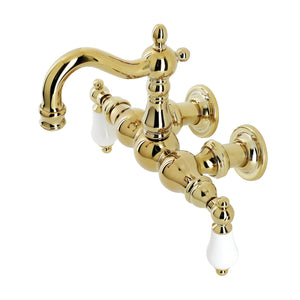 Heritage CA1005T2 Two-Handle 2-Hole Wall Mount Clawfoot Tub Faucet, Polished Brass