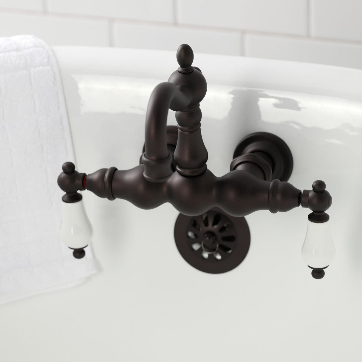 Heritage CA1005T5 Two-Handle 2-Hole Wall Mount Clawfoot Tub Faucet, Oil Rubbed Bronze