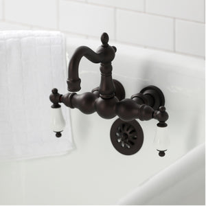 Heritage CA1005T5 Two-Handle 2-Hole Wall Mount Clawfoot Tub Faucet, Oil Rubbed Bronze