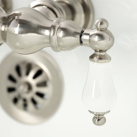 Heritage CA1005T8 Two-Handle 2-Hole Wall Mount Clawfoot Tub Faucet, Brushed Nickel