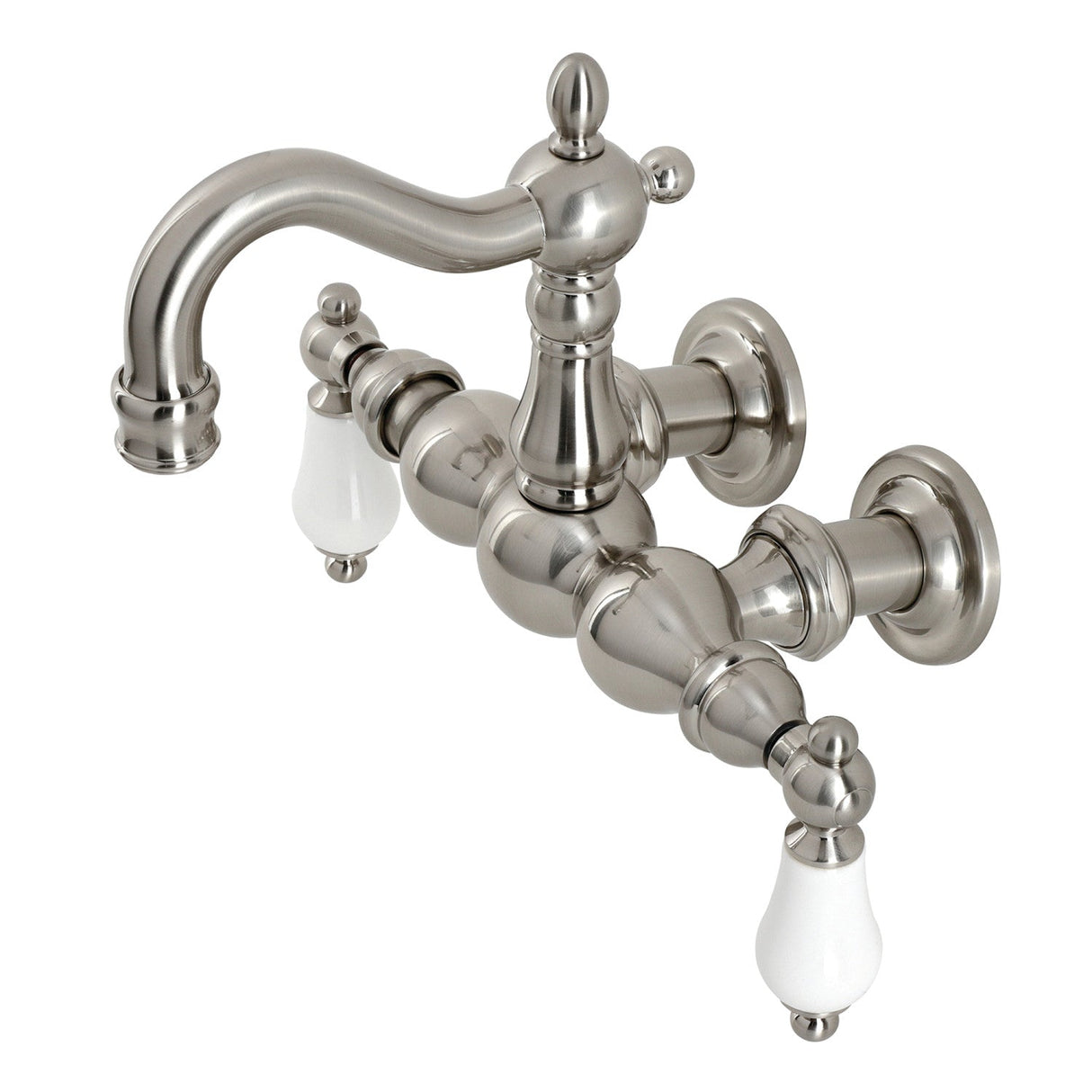 Heritage CA1005T8 Two-Handle 2-Hole Wall Mount Clawfoot Tub Faucet, Brushed Nickel