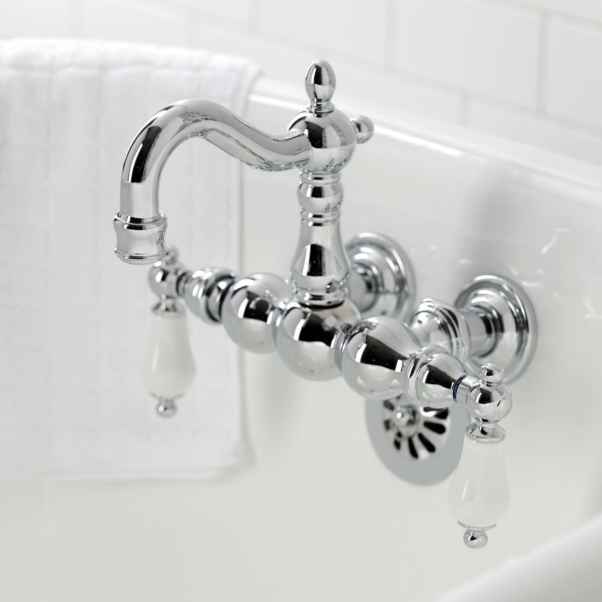 Heritage CA1006T1 Two-Handle 2-Hole Wall Mount Clawfoot Tub Faucet, Polished Chrome