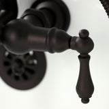 Heritage CA1007T5 Three-Handle 2-Hole Wall Mount Clawfoot Tub Faucet with Hand Shower, Oil Rubbed Bronze