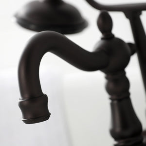 Heritage CA1007T5 Three-Handle 2-Hole Wall Mount Clawfoot Tub Faucet with Hand Shower, Oil Rubbed Bronze