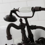 Heritage CA1007T5 Three-Handle 2-Hole Wall Mount Clawfoot Tub Faucet with Hand Shower, Oil Rubbed Bronze