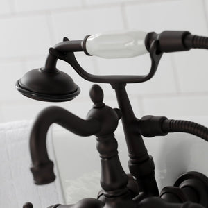 Heritage CA1007T5 Three-Handle 2-Hole Wall Mount Clawfoot Tub Faucet with Hand Shower, Oil Rubbed Bronze