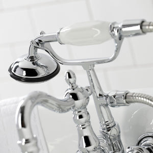 Heritage CA1008T1 Three-Handle 2-Hole Wall Mount Clawfoot Tub Faucet with Hand Shower, Polished Chrome