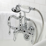 Heritage CA1008T1 Three-Handle 2-Hole Wall Mount Clawfoot Tub Faucet with Hand Shower, Polished Chrome