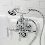 Heritage CA1008T1 Three-Handle 2-Hole Wall Mount Clawfoot Tub Faucet with Hand Shower, Polished Chrome