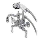 Heritage CA1008T1 Three-Handle 2-Hole Wall Mount Clawfoot Tub Faucet with Hand Shower, Polished Chrome