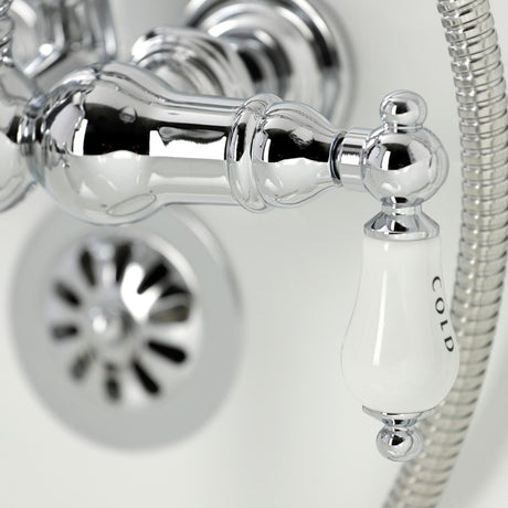 Heritage CA1010T1 Three-Handle 2-Hole Wall Mount Clawfoot Tub Faucet with Hand Shower, Polished Chrome