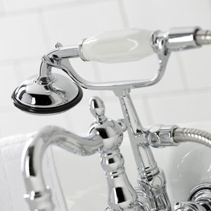 Heritage CA1010T1 Three-Handle 2-Hole Wall Mount Clawfoot Tub Faucet with Hand Shower, Polished Chrome