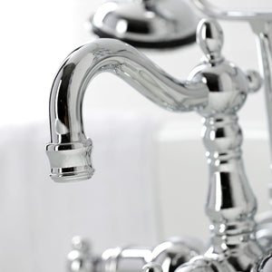 Heritage CA1010T1 Three-Handle 2-Hole Wall Mount Clawfoot Tub Faucet with Hand Shower, Polished Chrome
