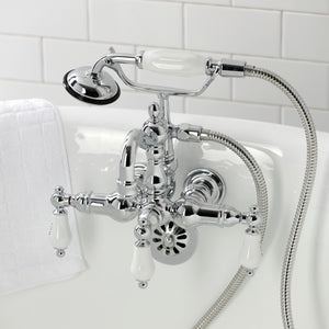 Heritage CA1010T1 Three-Handle 2-Hole Wall Mount Clawfoot Tub Faucet with Hand Shower, Polished Chrome