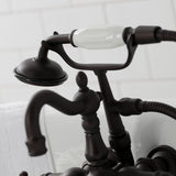 Heritage CA1011T5 Three-Handle 2-Hole Wall Mount Clawfoot Tub Faucet with Hand Shower, Oil Rubbed Bronze