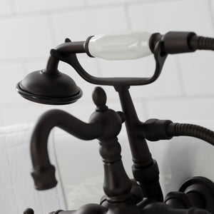 Heritage CA1011T5 Three-Handle 2-Hole Wall Mount Clawfoot Tub Faucet with Hand Shower, Oil Rubbed Bronze