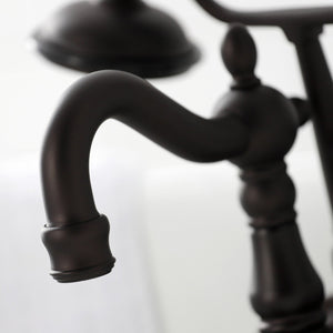 Heritage CA1011T5 Three-Handle 2-Hole Wall Mount Clawfoot Tub Faucet with Hand Shower, Oil Rubbed Bronze