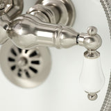 Heritage CA1011T8 Three-Handle 2-Hole Wall Mount Clawfoot Tub Faucet with Hand Shower, Brushed Nickel