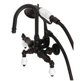 Vintage CA11T5 Three-Handle 2-Hole Wall Mount Clawfoot Tub Faucet with Hand Shower, Oil Rubbed Bronze