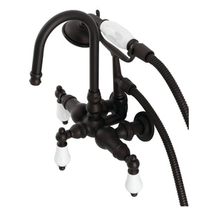 Vintage CA11T5 Three-Handle 2-Hole Wall Mount Clawfoot Tub Faucet with Hand Shower, Oil Rubbed Bronze