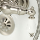 Vintage CA11T8 Three-Handle 2-Hole Wall Mount Clawfoot Tub Faucet with Hand Shower, Brushed Nickel