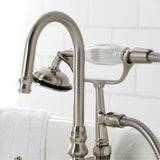 Vintage CA11T8 Three-Handle 2-Hole Wall Mount Clawfoot Tub Faucet with Hand Shower, Brushed Nickel