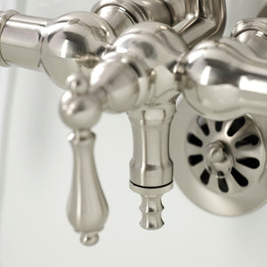 Vintage CA19T8 Three-Handle 2-Hole Wall Mount Clawfoot Tub Faucet with Hand Shower, Brushed Nickel