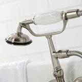Vintage CA19T8 Three-Handle 2-Hole Wall Mount Clawfoot Tub Faucet with Hand Shower, Brushed Nickel