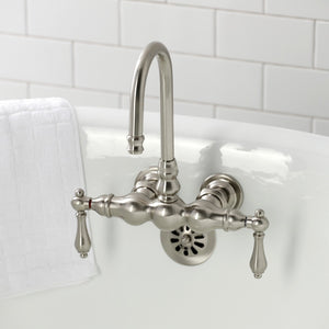 Vintage CA1T8 Two-Handle 2-Hole Wall Mount Clawfoot Tub Faucet, Brushed Nickel