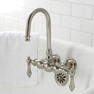 Vintage CA1T8 Two-Handle 2-Hole Wall Mount Clawfoot Tub Faucet, Brushed Nickel