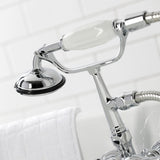 Vintage CA20T1 Three-Handle 2-Hole Wall Mount Clawfoot Tub Faucet with Hand Shower, Polished Chrome
