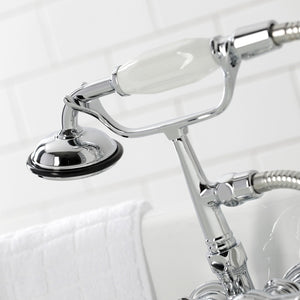 Vintage CA20T1 Three-Handle 2-Hole Wall Mount Clawfoot Tub Faucet with Hand Shower, Polished Chrome