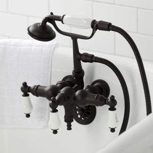 Vintage CA21T5 Three-Handle 2-Hole Wall Mount Clawfoot Tub Faucet with Hand Shower, Oil Rubbed Bronze