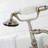 Vintage CA21T8 Three-Handle 2-Hole Wall Mount Clawfoot Tub Faucet with Hand Shower, Brushed Nickel