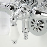 Vintage CA22T1 Three-Handle 2-Hole Wall Mount Clawfoot Tub Faucet with Hand Shower, Polished Chrome