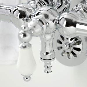 Vintage CA22T1 Three-Handle 2-Hole Wall Mount Clawfoot Tub Faucet with Hand Shower, Polished Chrome