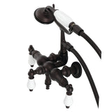 Vintage CA23T5 Three-Handle 2-Hole Wall Mount Clawfoot Tub Faucet with Hand Shower, Oil Rubbed Bronze