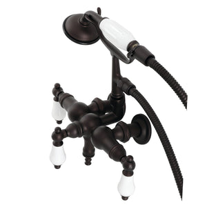 Vintage CA23T5 Three-Handle 2-Hole Wall Mount Clawfoot Tub Faucet with Hand Shower, Oil Rubbed Bronze
