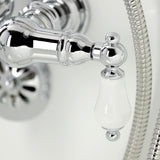 Vintage CA24T1 Three-Handle 2-Hole Wall Mount Clawfoot Tub Faucet with Hand Shower, Polished Chrome