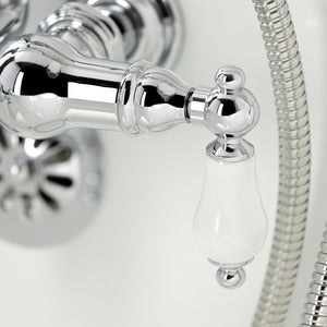 Vintage CA24T1 Three-Handle 2-Hole Wall Mount Clawfoot Tub Faucet with Hand Shower, Polished Chrome