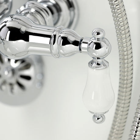 Vintage CA24T1 Three-Handle 2-Hole Wall Mount Clawfoot Tub Faucet with Hand Shower, Polished Chrome