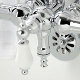 Vintage CA24T1 Three-Handle 2-Hole Wall Mount Clawfoot Tub Faucet with Hand Shower, Polished Chrome