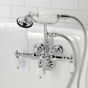 Vintage CA24T1 Three-Handle 2-Hole Wall Mount Clawfoot Tub Faucet with Hand Shower, Polished Chrome