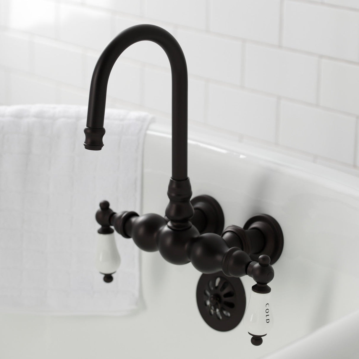 Vintage CA3T5 Two-Handle 2-Hole Wall Mount Clawfoot Tub Faucet, Oil Rubbed Bronze