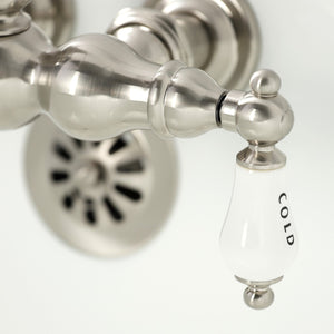 Vintage CA3T8 Two-Handle 2-Hole Wall Mount Clawfoot Tub Faucet, Brushed Nickel