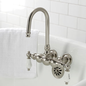 Vintage CA3T8 Two-Handle 2-Hole Wall Mount Clawfoot Tub Faucet, Brushed Nickel