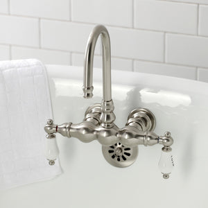 Vintage CA3T8 Two-Handle 2-Hole Wall Mount Clawfoot Tub Faucet, Brushed Nickel