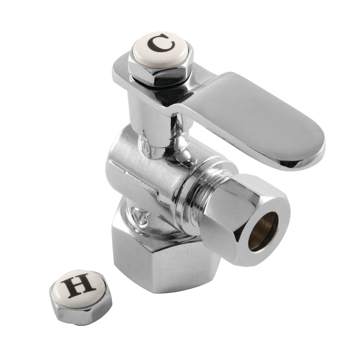 Whitaker CA4310CP 1/2-Inch FIP x 3/8-Inch OD Comp Quarter-Turn Angle Stop Valve, Polished Chrome