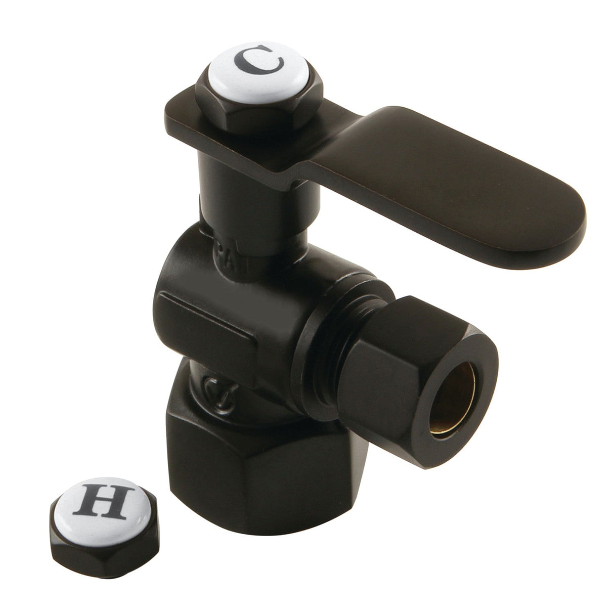 Whitaker CA4310MB 1/2-Inch FIP x 3/8-Inch OD Comp Quarter-Turn Angle Stop Valve, Matte Black