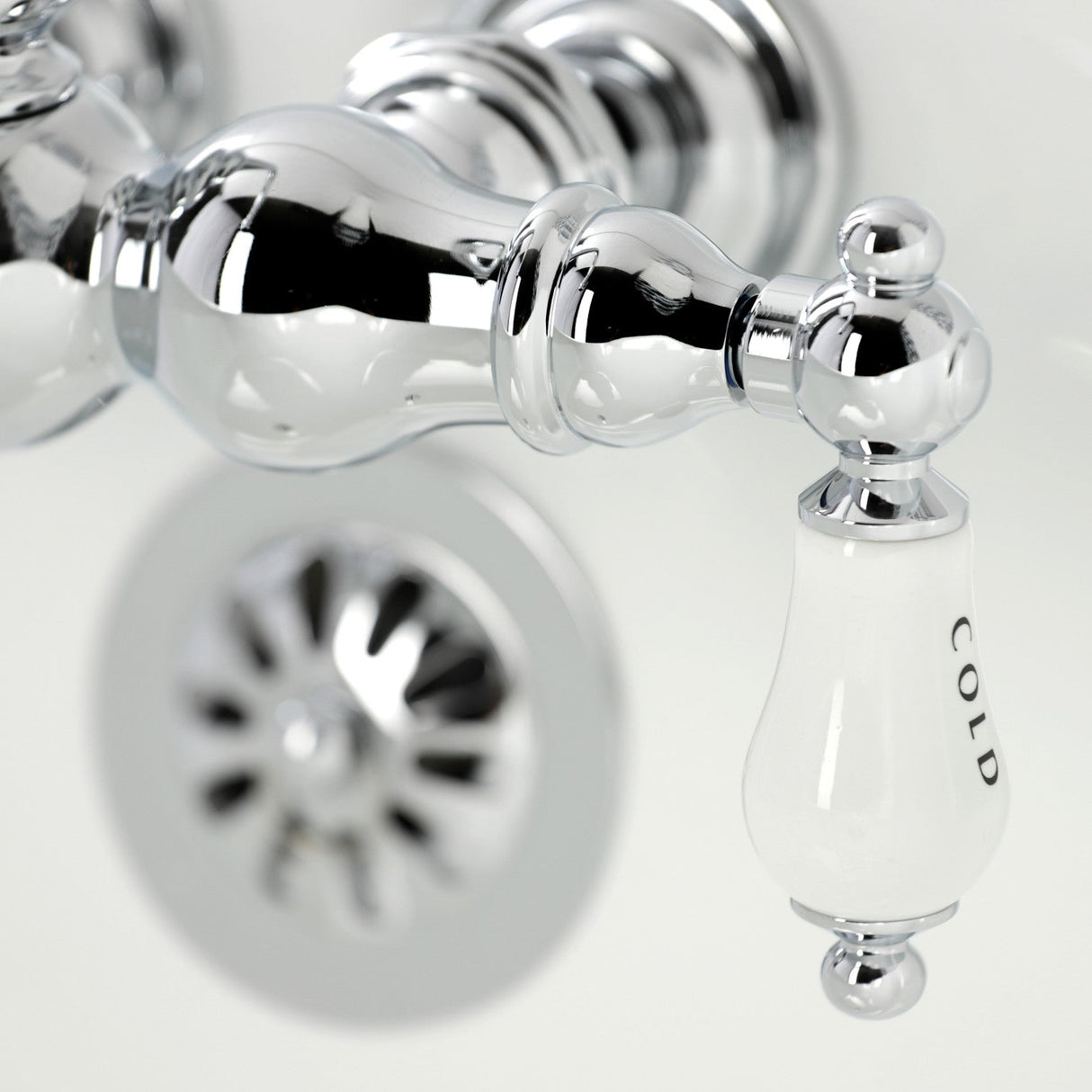 Vintage CA4T1 Two-Handle 2-Hole Wall Mount Clawfoot Tub Faucet, Polished Chrome